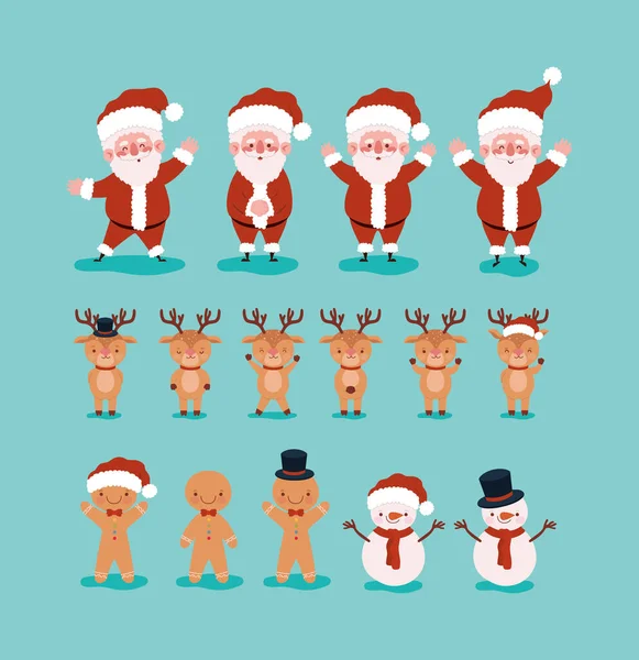 Sedici personaggi natalizi — Vettoriale Stock