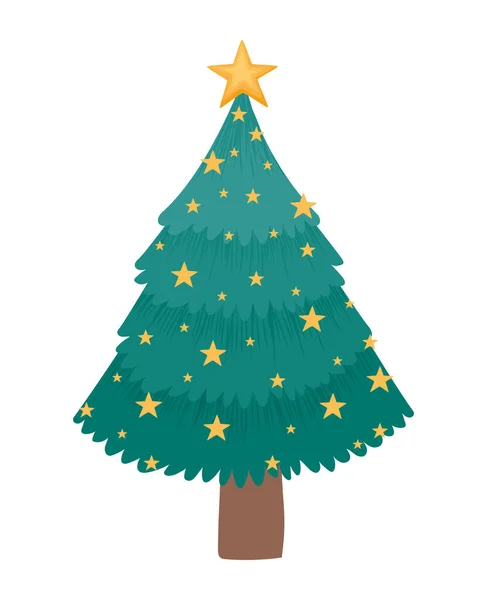 Kerstboom met sterren — Stockvector