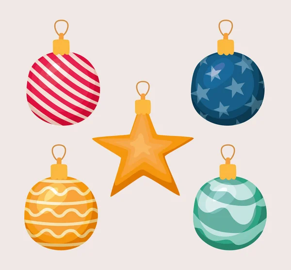 Christmas decorations icons — Stock Vector