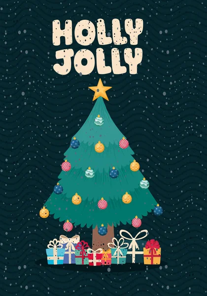 Holly glad jul affisch — Stock vektor