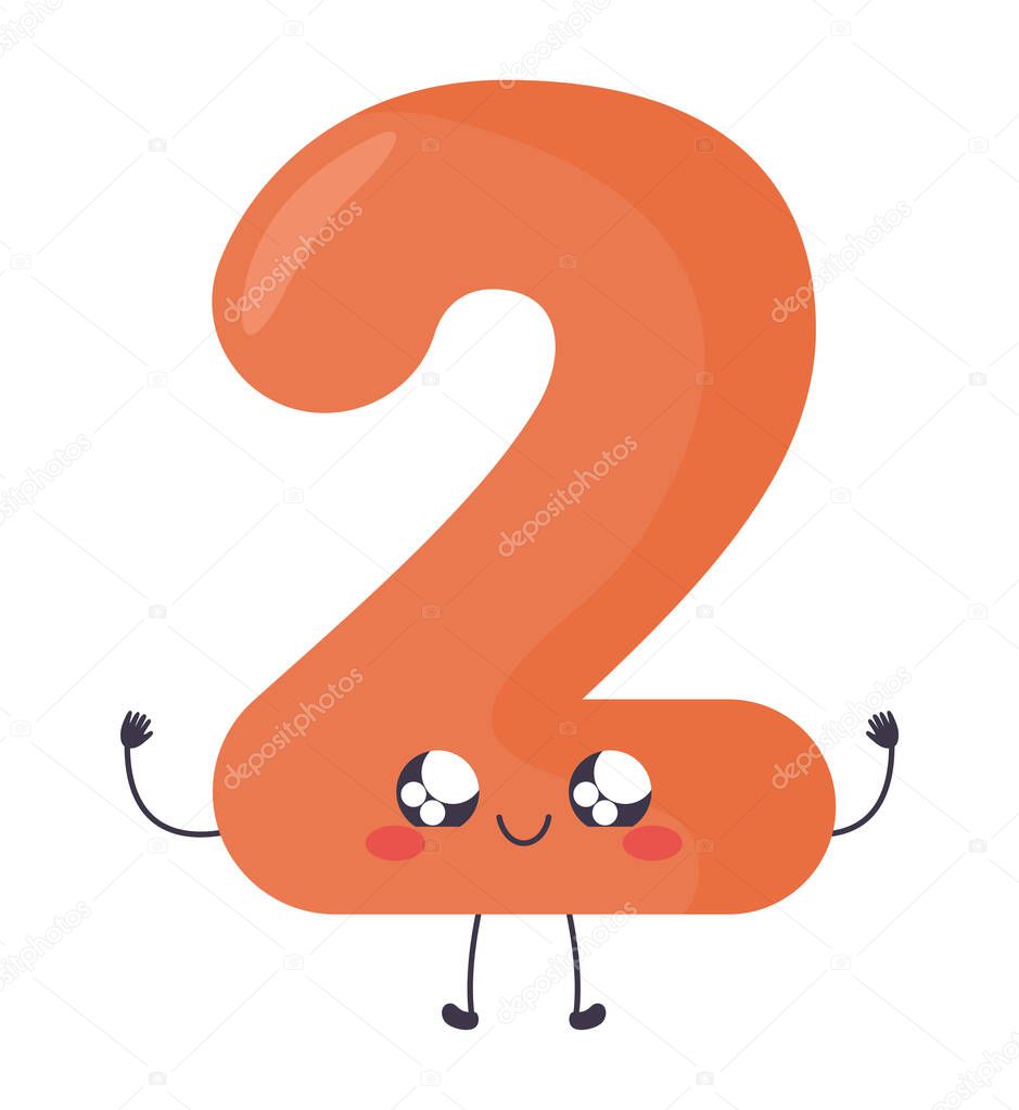 Kawaii number two over white
