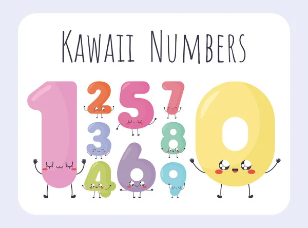 Kawaii számok kartell — Stock Vector
