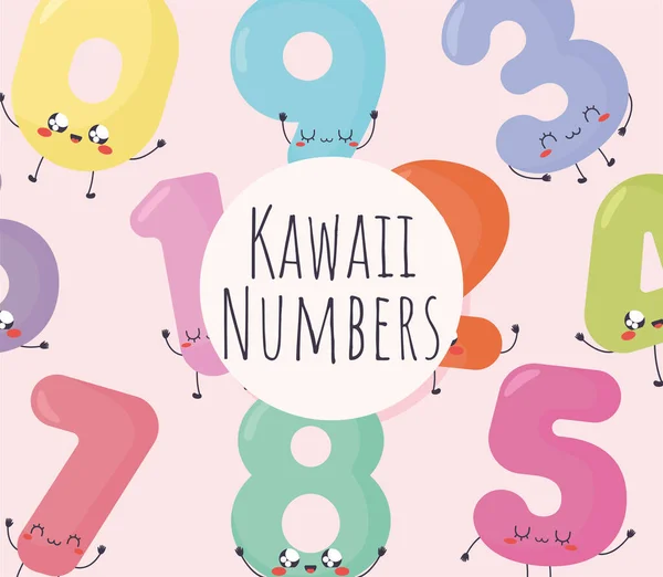 Kawaii números ilustração — Vetor de Stock