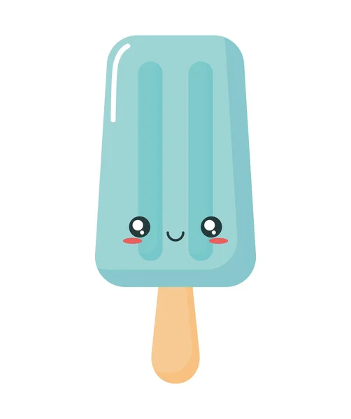 Kawaii modrá zmrzlina v tyčince — Stockový vektor