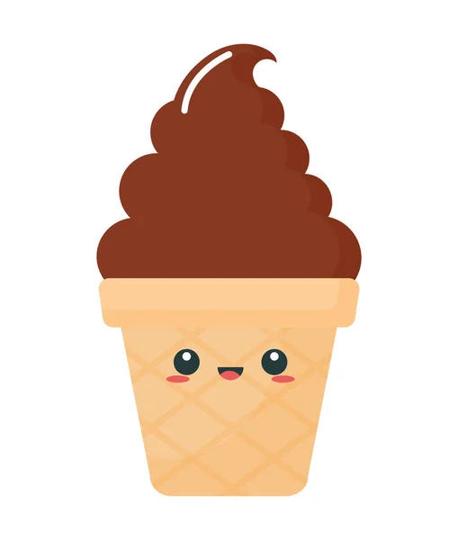 Čokoládová zmrzlina kawaii — Stockový vektor