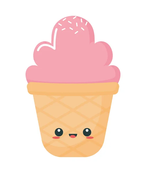 Розовое мороженое Кавайи — стоковый вектор