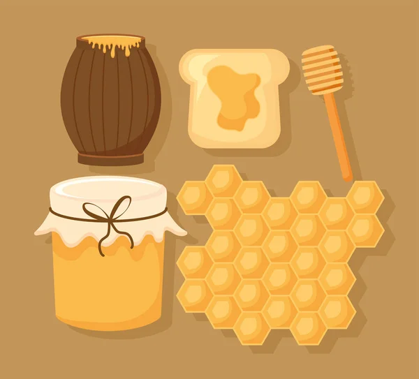 Cinco itens de mel — Vetor de Stock