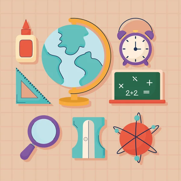 Huit outils scolaires — Image vectorielle