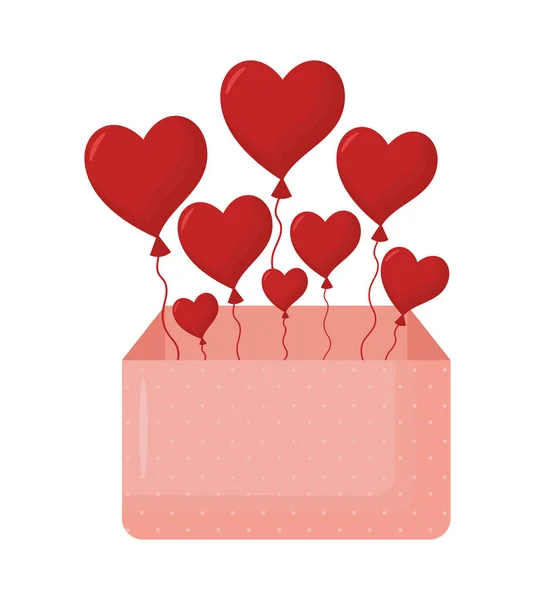 Heart balloons box — Vetor de Stock