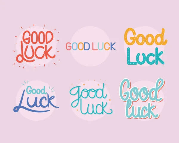 Six good luck phrases — Stock Vector
