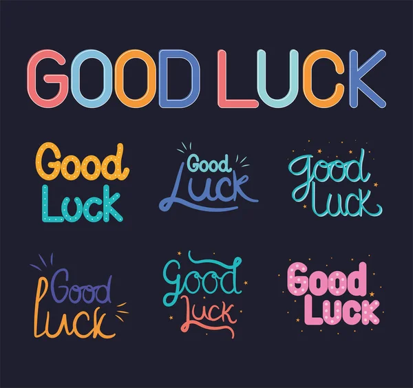 Seven good luck phrases — Stock Vector