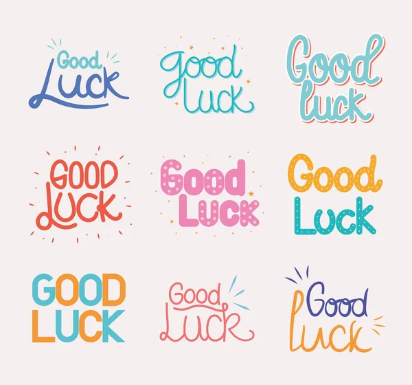 Nine good luck phrases — Stock Vector