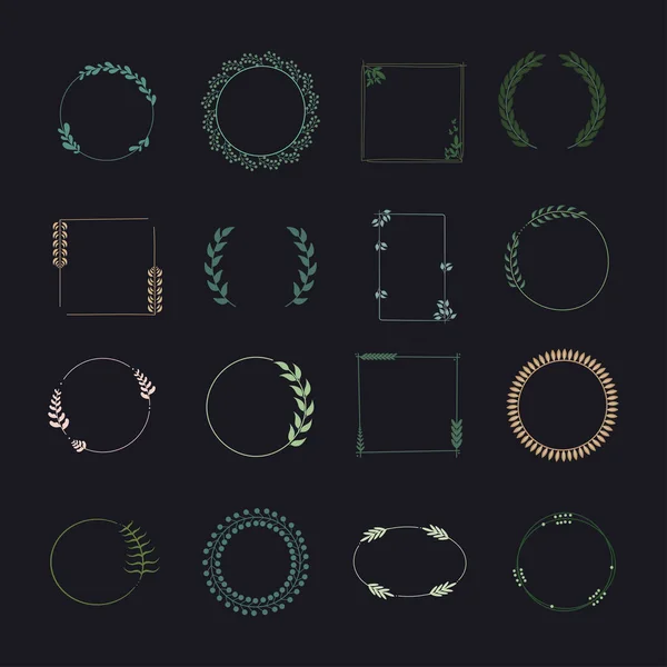 Sixteen laurel wreaths — Stockvector