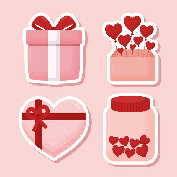 Four valentines day items — Stock vektor