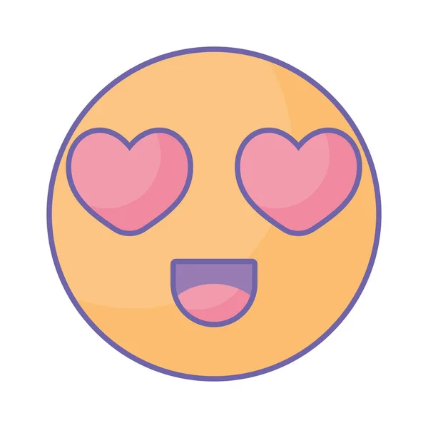 Emoji avec des yeux d'amour — Image vectorielle