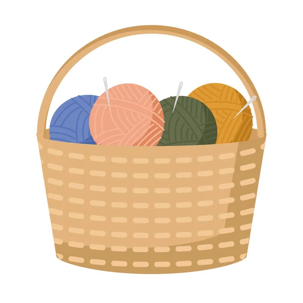 Basket of yarn balls — Stock Vector