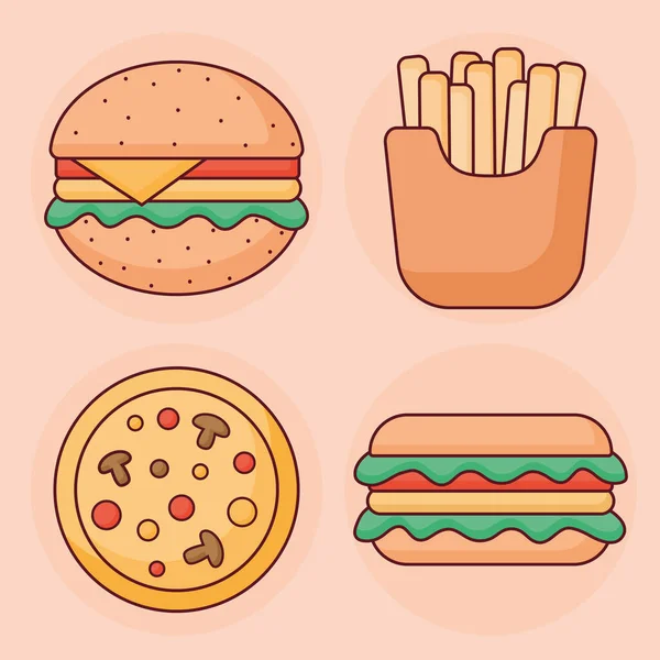 Four food items — Stock Vector
