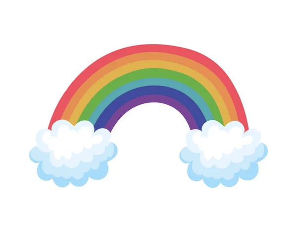 Regenboog en wolken — Stockvector