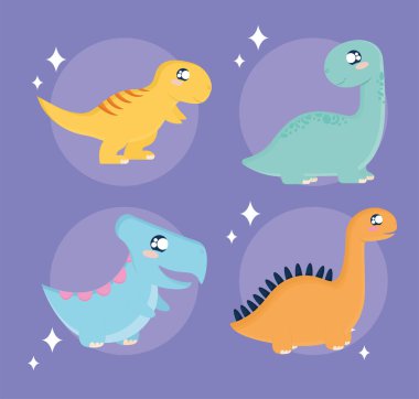dört parlak dinozor.