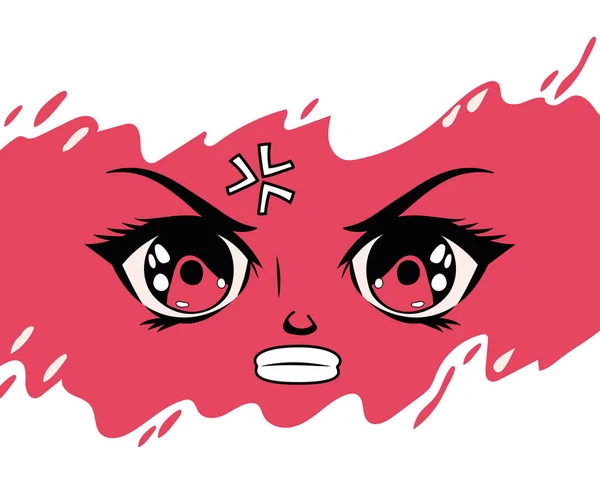 Rage anime visage — Image vectorielle