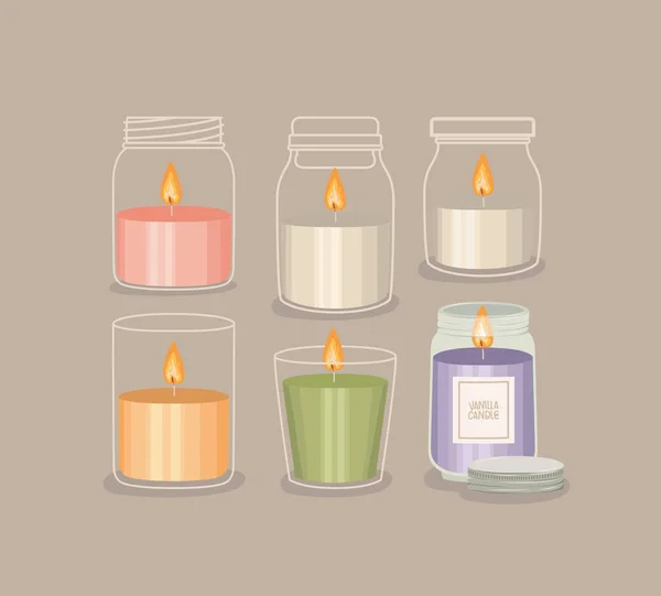 Six candles set — Stock Vector