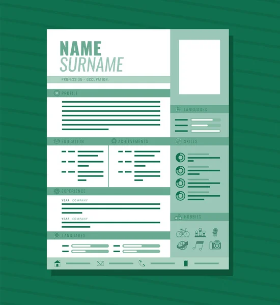 Groen curriculum vitae — Stockvector