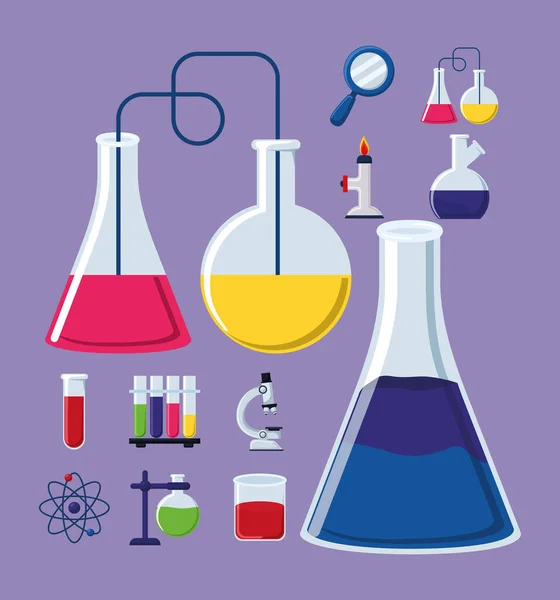Dvanáct ikon laboratoře chemie — Stockový vektor