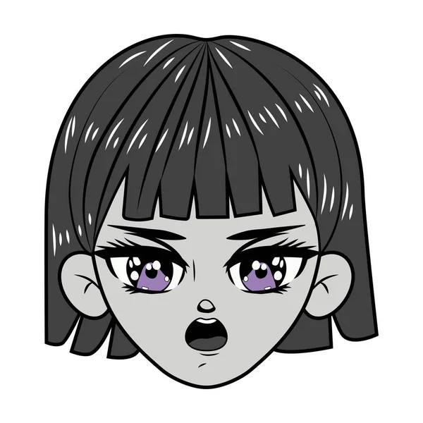 Surpirse Manga Mädchen Gesicht — Stockvektor