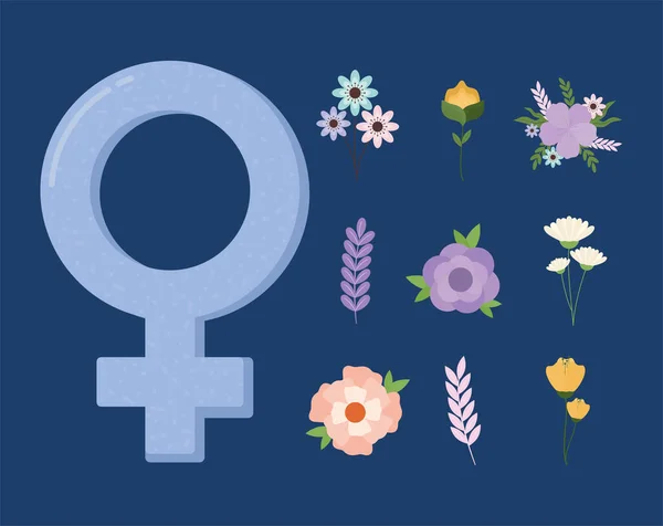 Diez artículos del día de las mujeres — Vector de stock