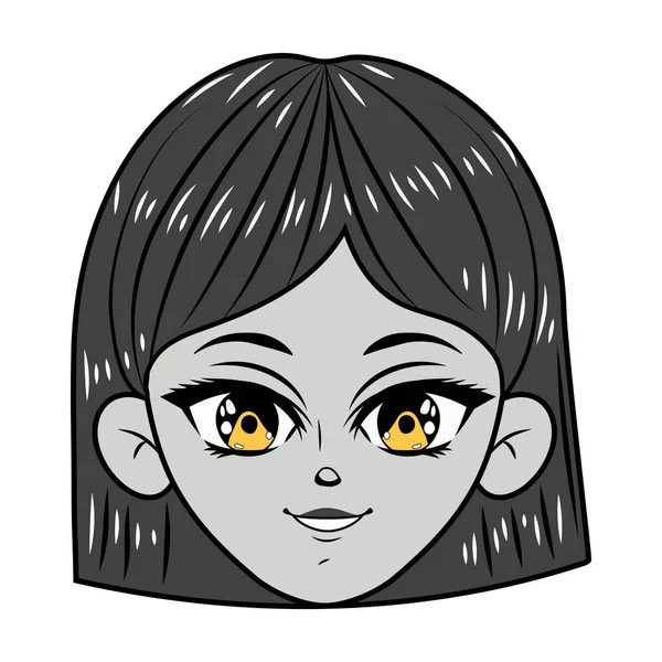 かわいい漫画の女の子の顔 — ストックベクタ