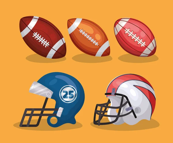 Cinque elementi di football americano — Vettoriale Stock