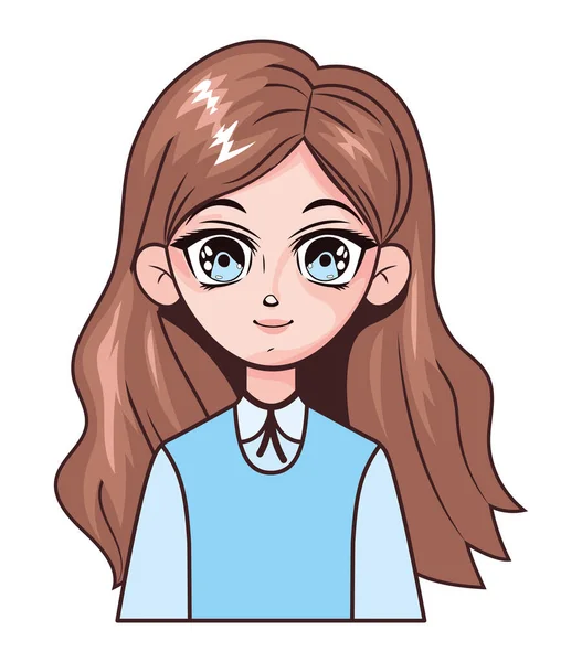 Anime menina sorridente ilustração —  Vetores de Stock