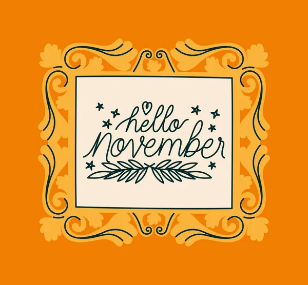 Rámeček Hello listopad — Stockový vektor