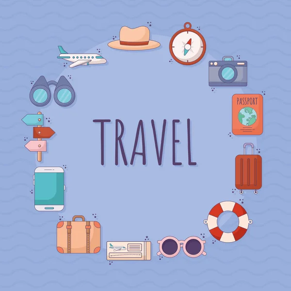 Travel items cartel — Stock Vector