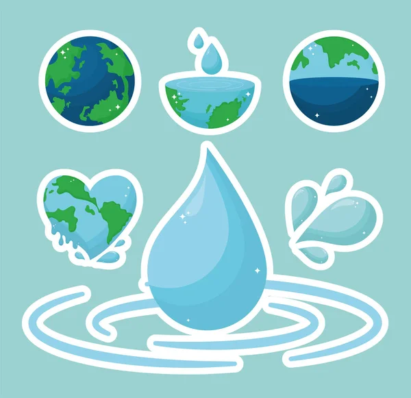 Water day items — Stock Vector