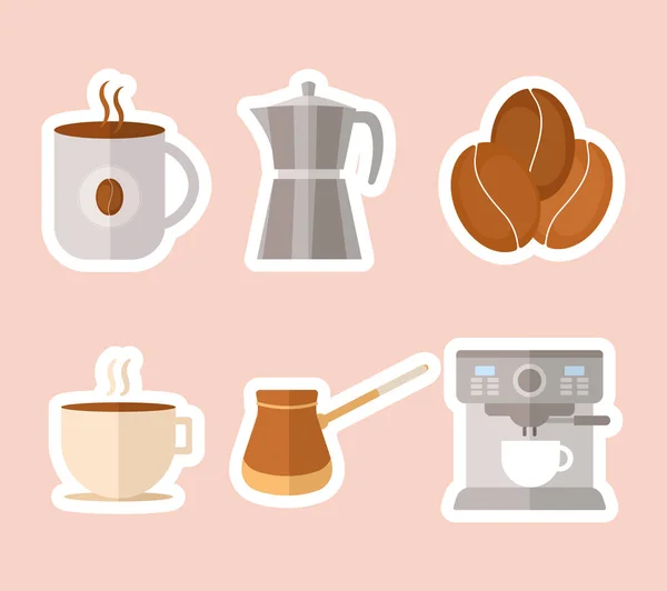 Six icônes de café — Image vectorielle