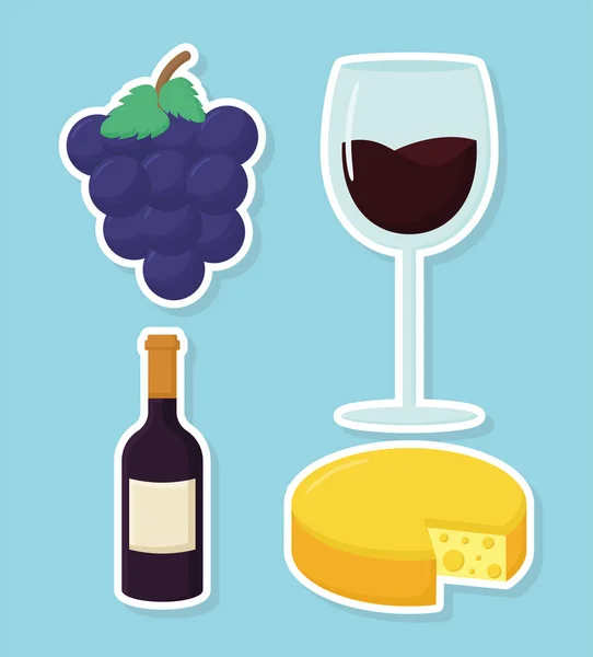 Four wine items — Stock Vector