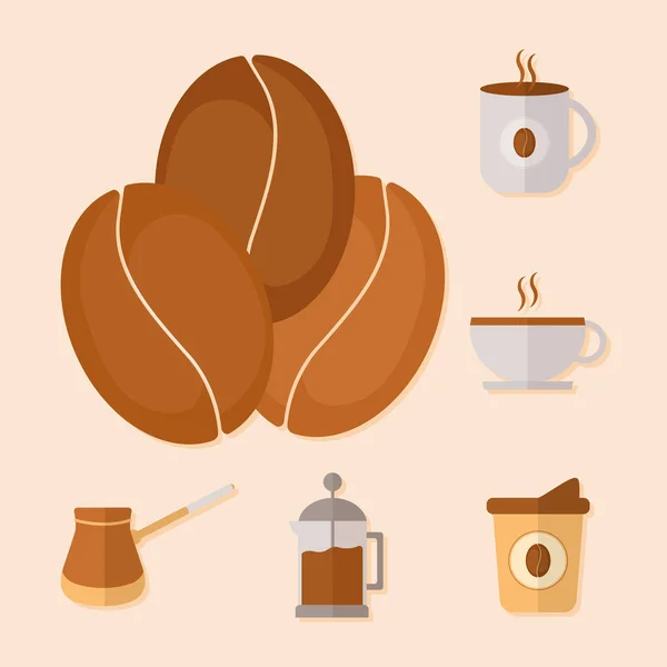 Шість кавових предметів — стоковий вектор