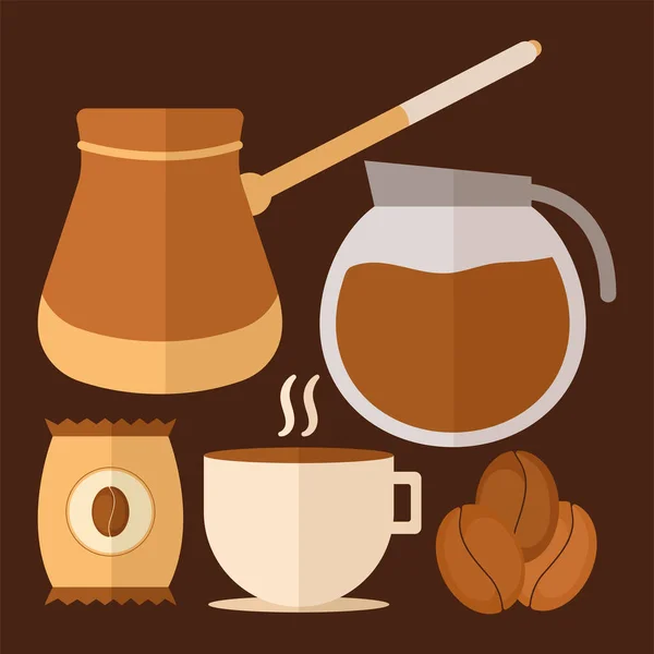 Vijf koffie-items — Stockvector