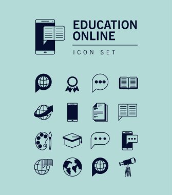 eğitim çevrimiçi simgeleri