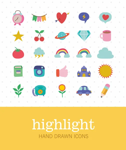 Cute highlight icons — Stock Vector