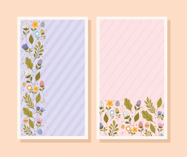 Cartes de Pâques avec des fleurs — Image vectorielle