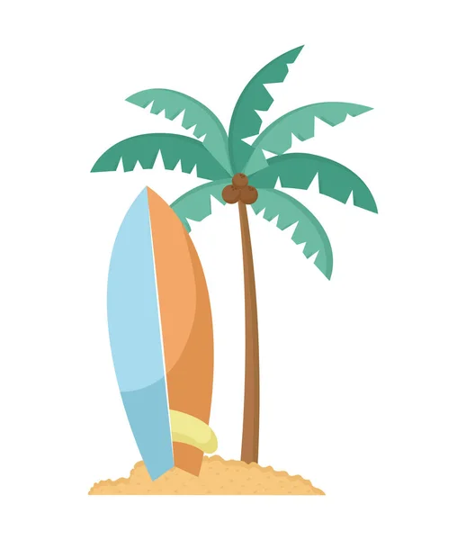 Deska surfingowa i palma — Wektor stockowy
