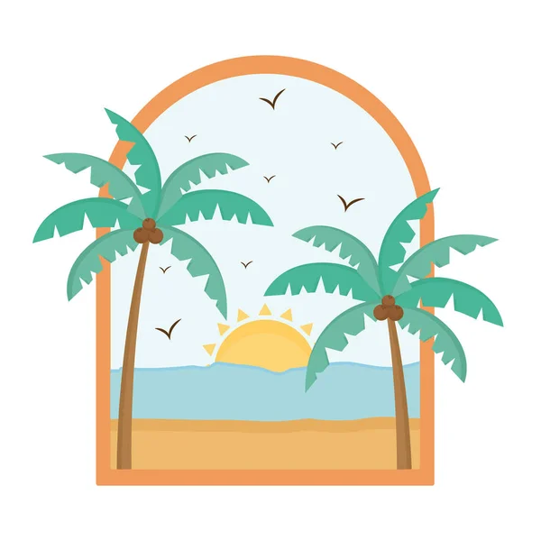 Playa puesta del sol diseño — Archivo Imágenes Vectoriales
