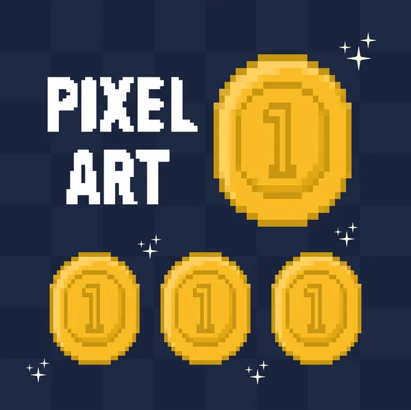 Pixel művészeti érme kártya — Stock Vector
