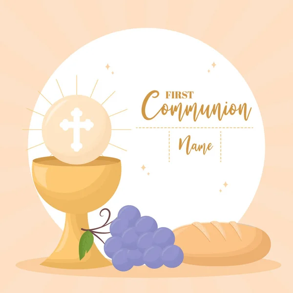 First communion items poster — Stock Vector