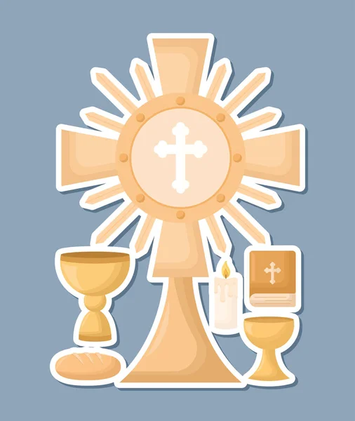 Six first communion items — Stock Vector