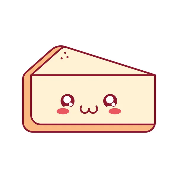 Pezzo di torta kawaii — Vettoriale Stock