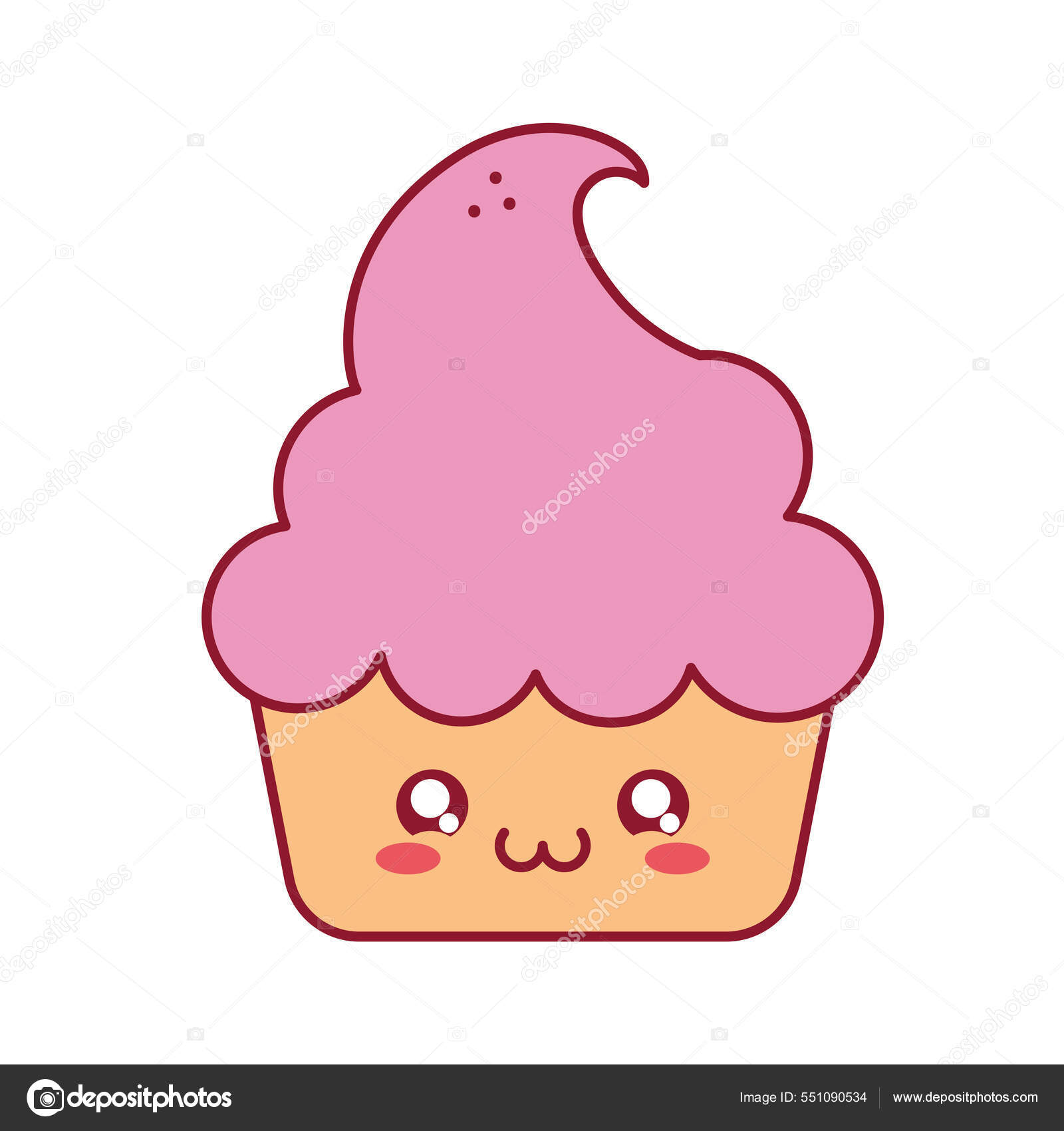 Diseño de cupcake kawaii Vector de stock #551090534 de ©grgroupstock, image size:1600x1700
