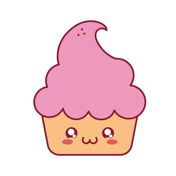 Design de cupcake kawaii — Image vectorielle